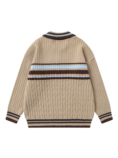 Men's Casual Colorblock Striped Sweater