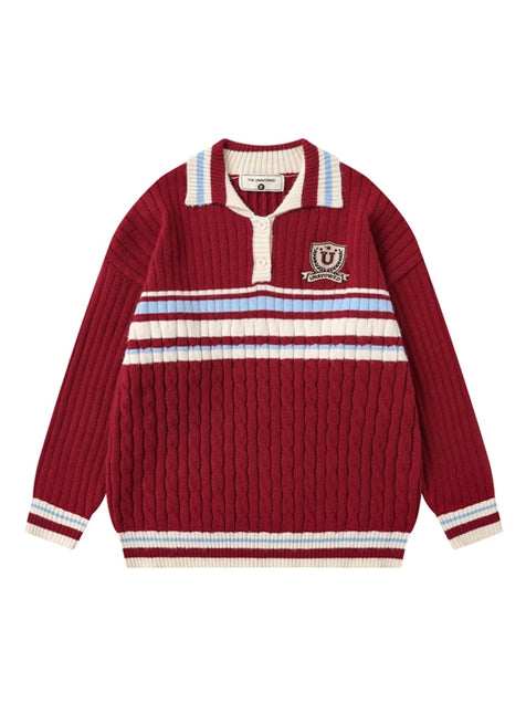 Men's Casual Colorblock Striped Sweater