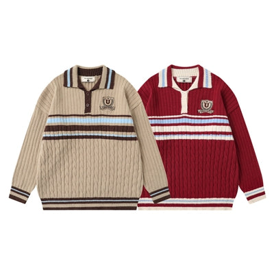 Men's Casual Colorblock Striped Sweater