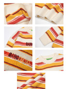 Round Neck Color Block Striped Retro Women Sweater