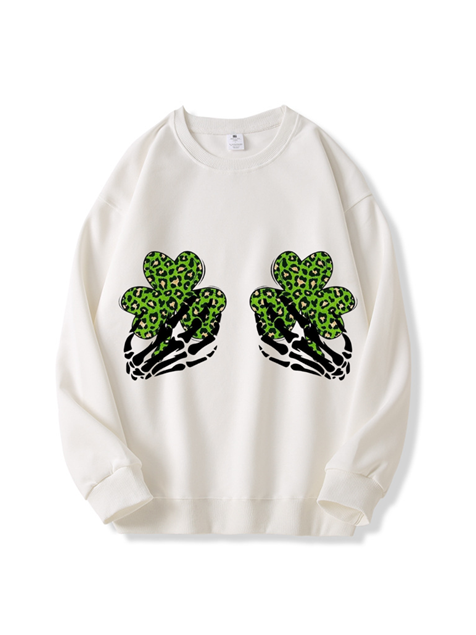 320g Shamrock Printed Cotton Sweatshirt for St. Patrick's Day Emma Bridess