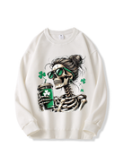 320g Lady Skull Printed Cotton Sweatshirt for St. Patrick's Day Emma Bridess