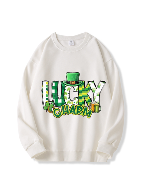 320g Lucky Charm Printed Cotton Sweatshirt for St. Patrick's Day Emma Bridess