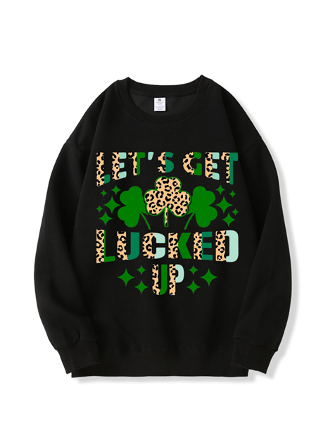 320g Lucked Up Shamrock Cotton Sweatshirt for St. Patrick's Day Emma Bridess