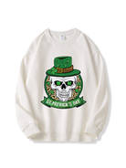 320g Four Leaf Clover Skull Printed Cotton Sweatshirt for St. Patrick's Day Emma Bridess