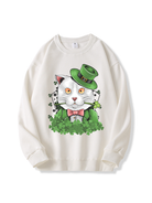 320g Gentle Cat Printed Cotton Sweatshirt for St. Patrick's Day Emma Bridess