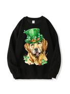 320g Golden Retriever Printed Cotton Sweatshirt for St. Patrick's Day Emma Bridess