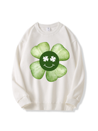 320g Cartoon Four Leaf Clover Cotton Sweatshirt for St. Patrick's Day Emma Bridess