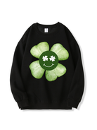 320g Cartoon Four Leaf Clover Cotton Sweatshirt for St. Patrick's Day Emma Bridess