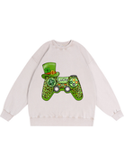 350g Green Saint Patrick Game Printed Wash Old Cotton Sweatshirt for St. Patrick's Day Emma Bridess