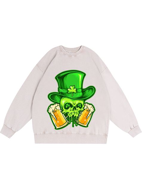 350g Guinness Printed Cotton Wash Old Sweatshirt for St. Patrick's Day Emma Bridess