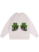 350g Shamrock Printed Cotton Wash Old Sweatshirt for St. Patrick's Day Emma Bridess