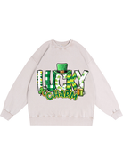 350g Lucky Charm Printed Wash Old Cotton Sweatshirt for St. Patrick's Day Emma Bridess