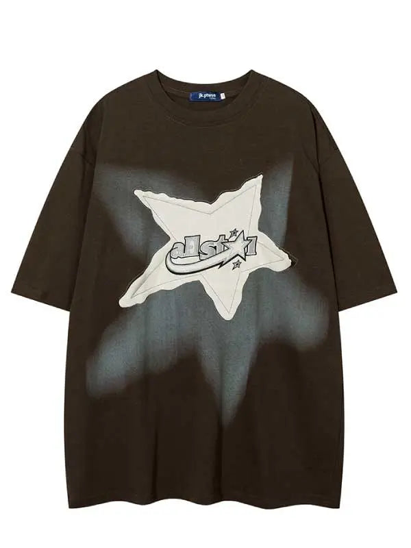 Men's Star Washed Vintage Letter Graphic Tee - Emma Bridess