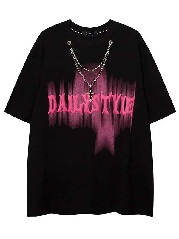 Daily Style Y2K Graphic Tee With Necklace - Emma Bridess