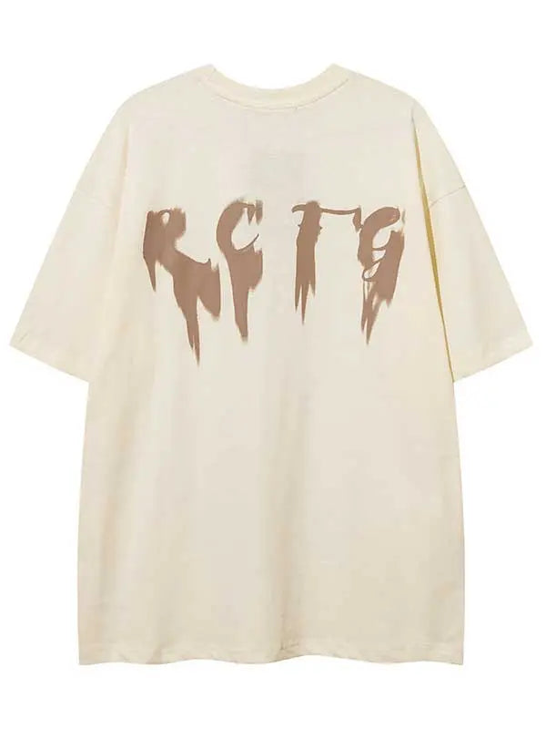 Y2K Washed Vintage Letter Graphic T-shirt - Emma Bridess