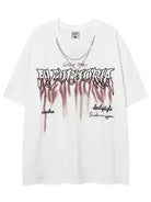 Y2K Letter Graphic Tee With Necklace - Emma Bridess