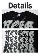 Fun Blurry Letter Tees With Necklace