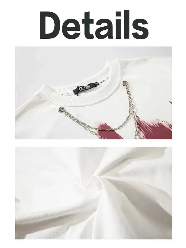 Letter Foam Printed Tees With Necklace