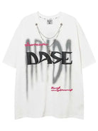 Letter Foam Graphic Tees With Necklace