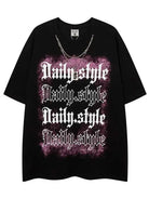 Y2K Gothic Letters Tees With Necklace