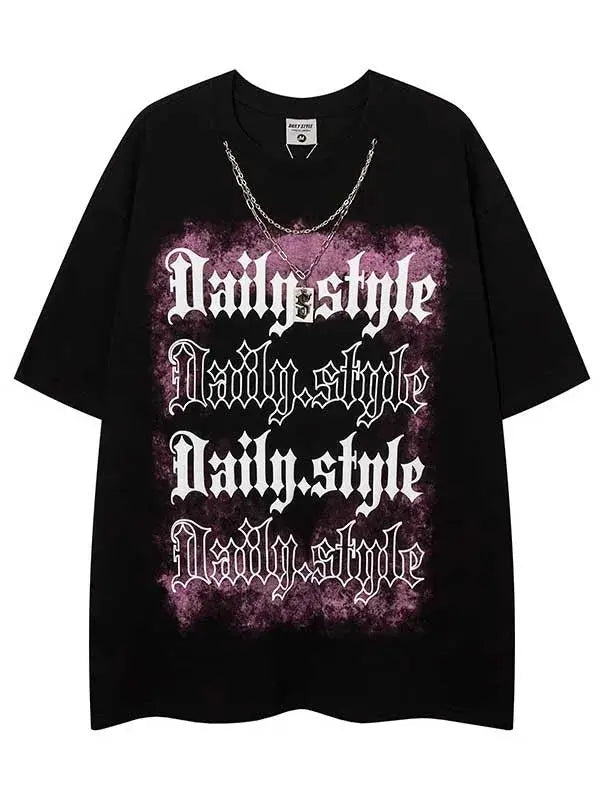 Y2K Gothic Letters Tees With Necklace