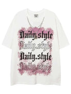 Y2K Gothic Letters Tees With Necklace