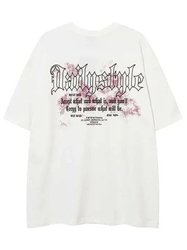 Y2K Gothic Letters Tees With Necklace