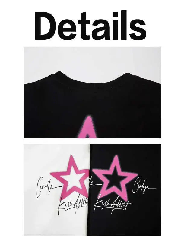 Y2K Star Graphic Tees With Necklace