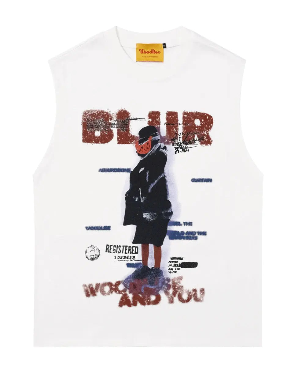 Blur Pattern Printed Sleeveless Tee