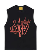 Retro Letter Printed Sleeveless Tee