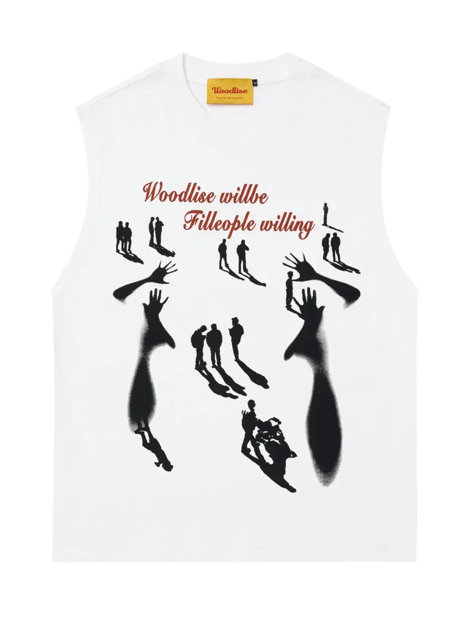 Blurred Figure Pattern Sleeveless Tee