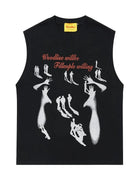 Blurred Figure Pattern Sleeveless Tee