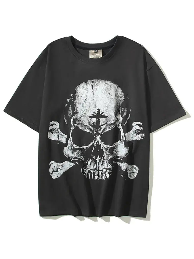 Skull Print Baggy Hip Hop T-shirt