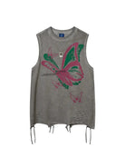 Butterfly Necklace Ripped Vest