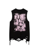 Necklace Ripped Letter Vest Tees