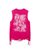 Necklace Ripped Letter Vest Tees