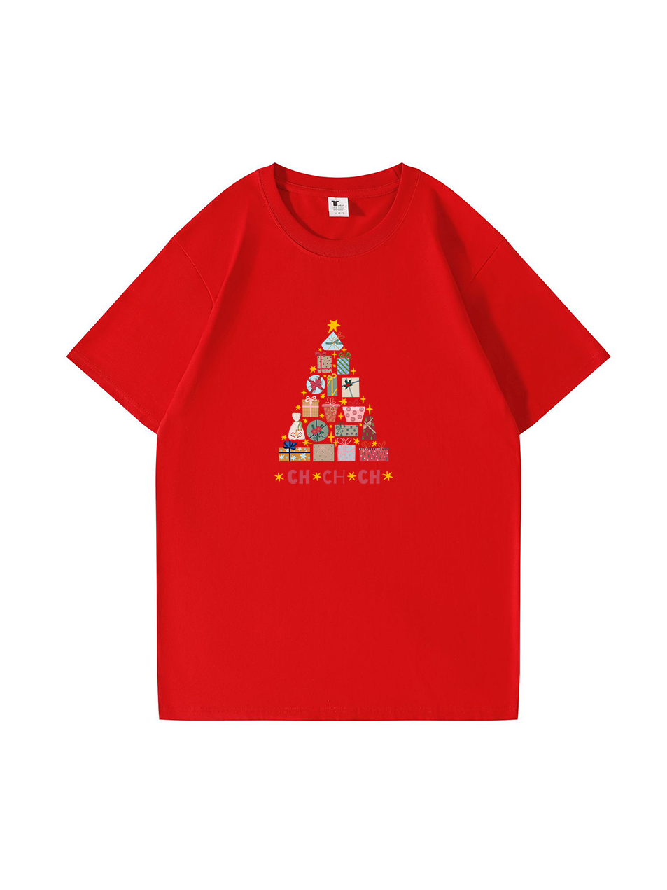 Christmas Tree Printed Cotton T-Shirt