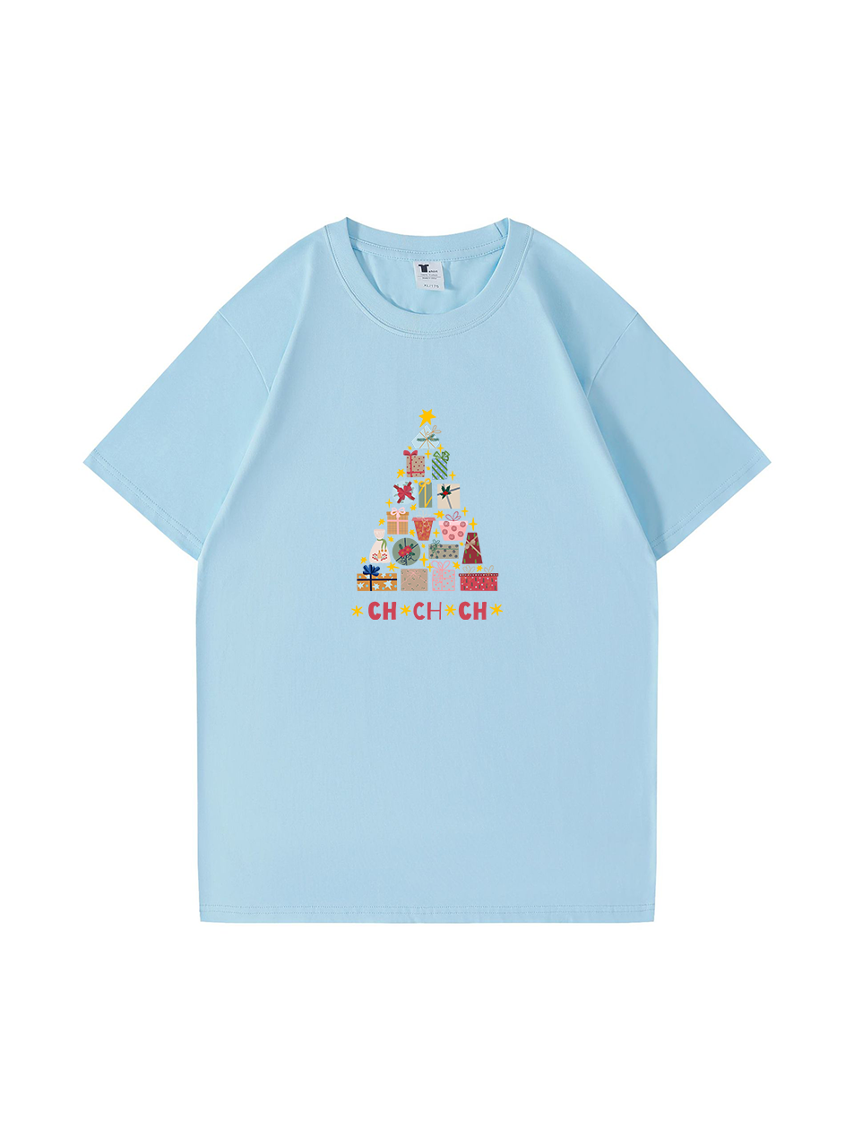 Christmas Tree Printed Cotton T-Shirt