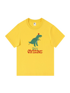 Christmas Dinosaur Printed Cotton T-Shirt 