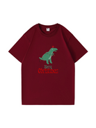 Christmas Dinosaur Printed Cotton T-Shirt 