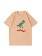 Christmas Dinosaur Printed Cotton T-Shirt 