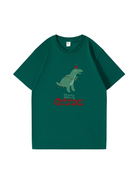 Christmas Dinosaur Printed Cotton T-Shirt 