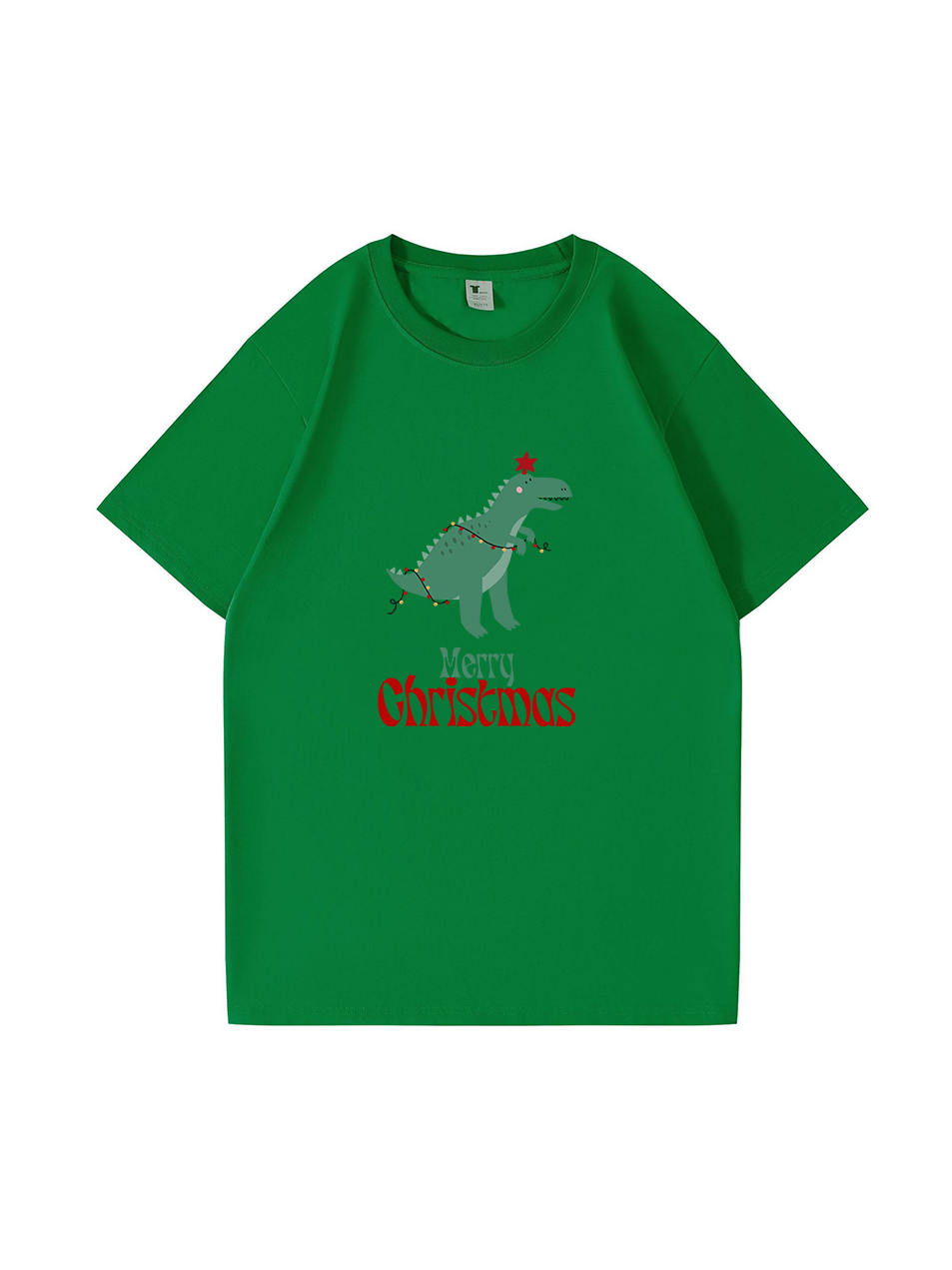 Christmas Dinosaur Printed Cotton T-Shirt 