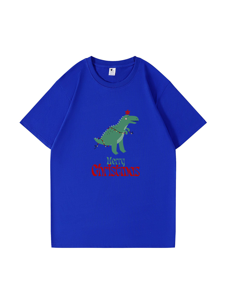 Christmas Dinosaur Printed Cotton T-Shirt 