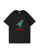 Christmas Dinosaur Printed Cotton T-Shirt