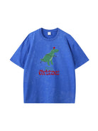 Christmas Dinosaur Vintage Wash Custom T-Shirt 