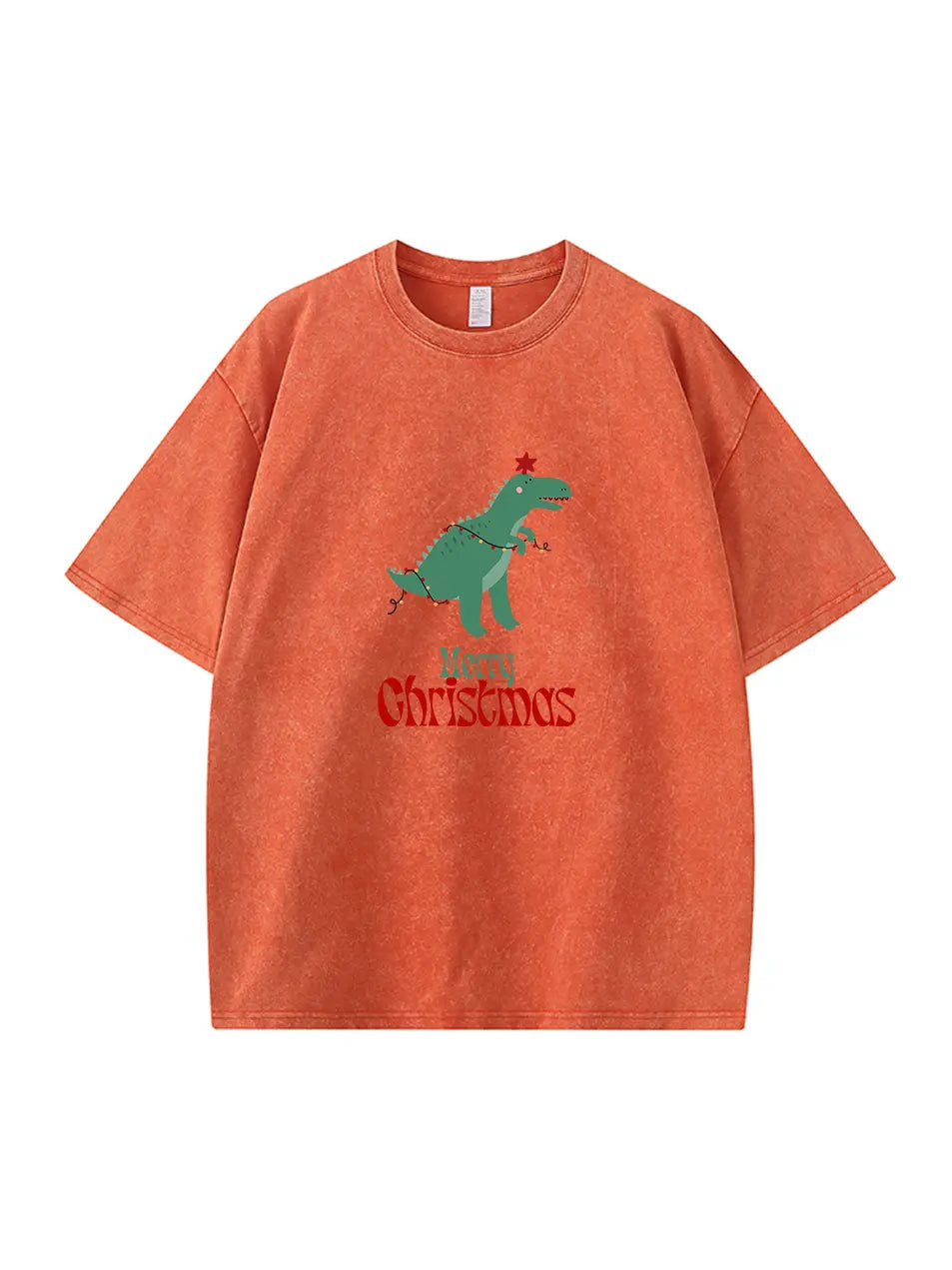 Christmas Dinosaur Vintage Wash Custom T-Shirt 