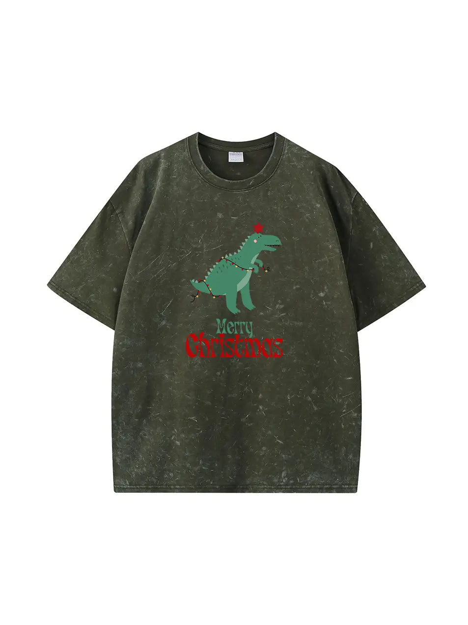 Christmas Dinosaur Vintage Wash Custom T-Shirt 