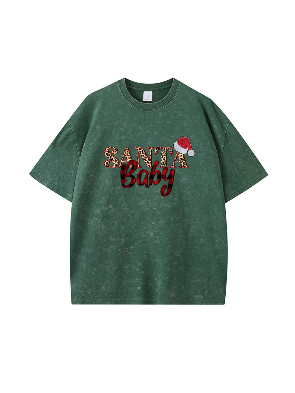 Christmas Santa Cotton Wash Old T-shirt